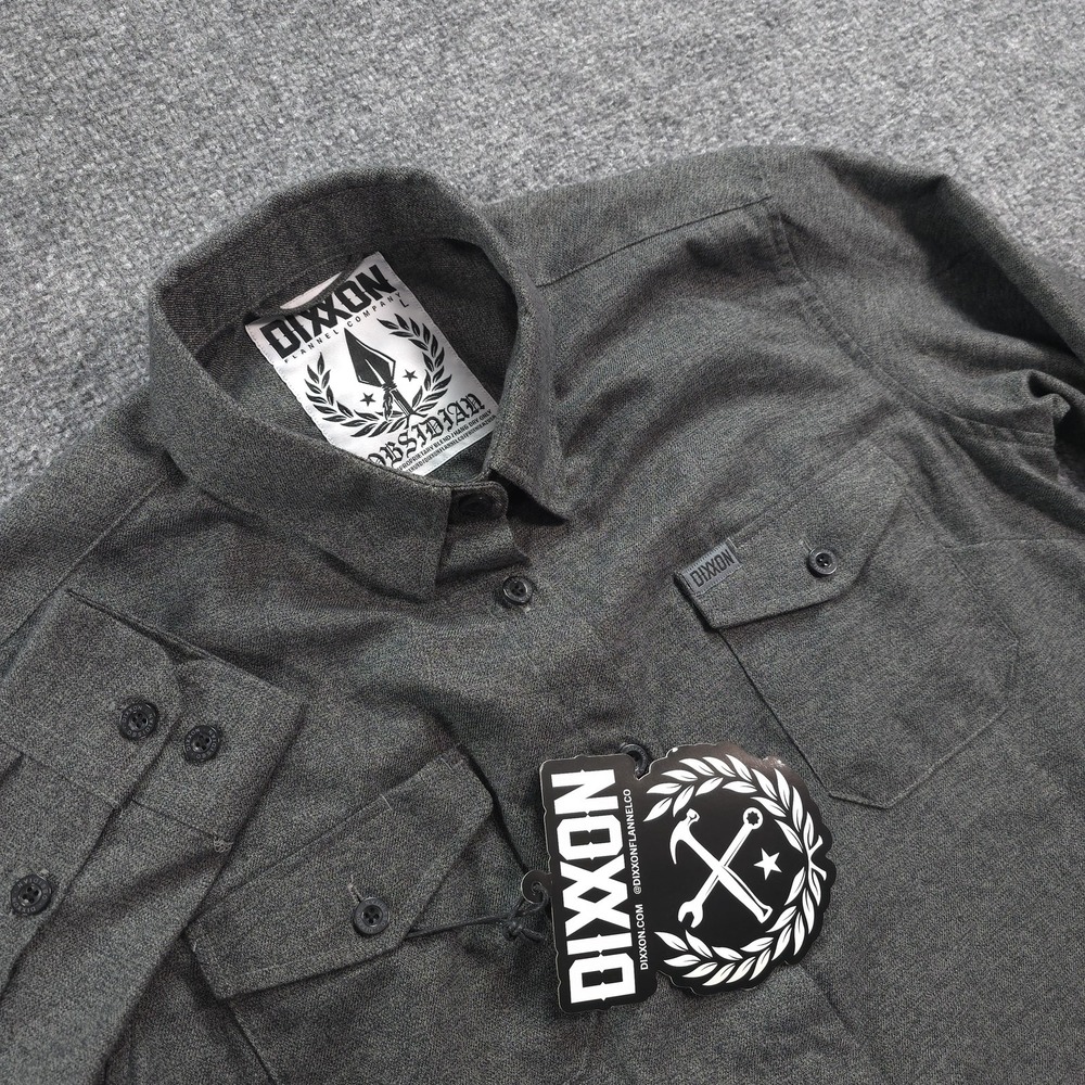 Dixxon Shirt Womens Large Gray Obsidian Flannel Long Sleeve Button-Up Casual